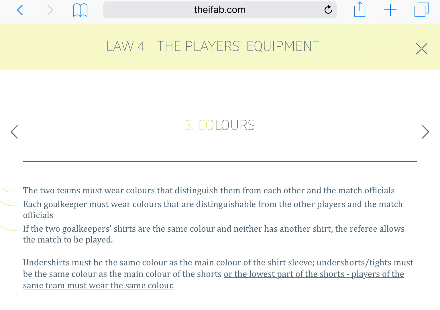 Law 4 - The Players' Equipment